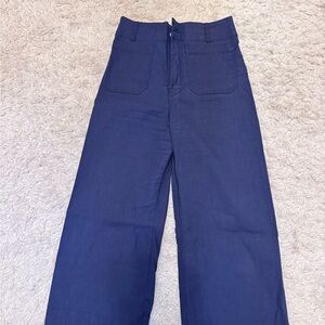 Anthropologie Navy Wide-Leg High-Waist Pants